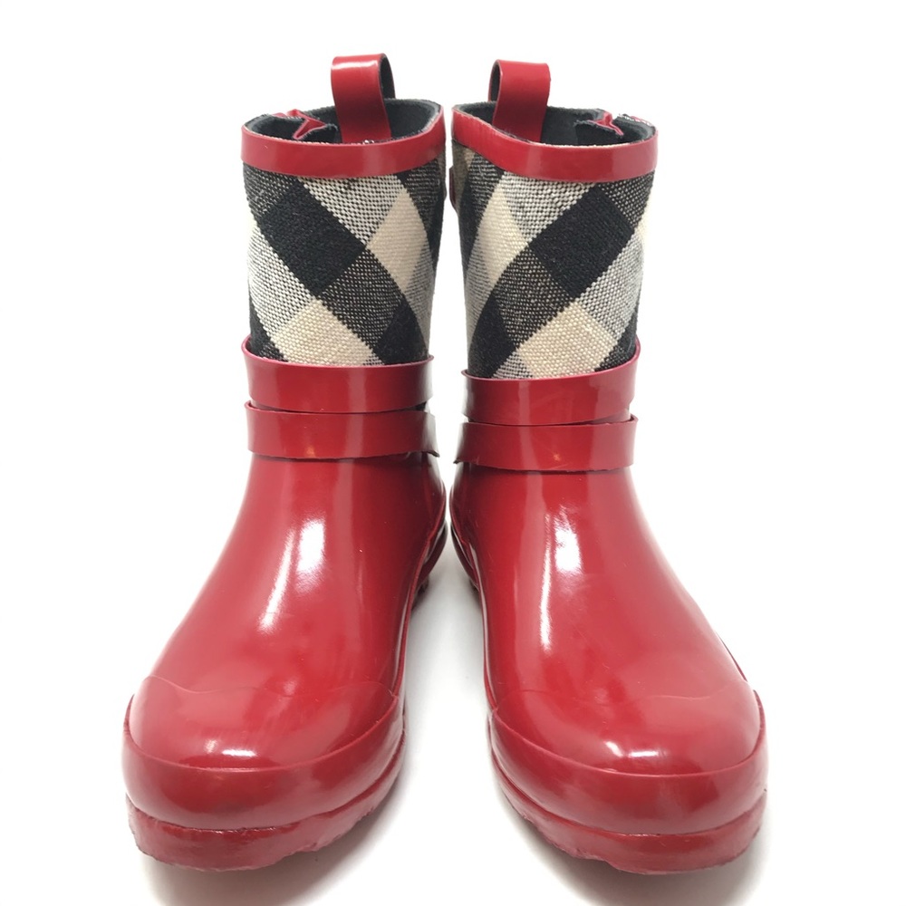 Burberry Kids Red Nova Check Rain boots Size 33 2 - Picture 2 of 8